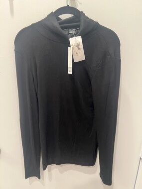 Sanctuary Black Ribbed Funnel Neck Long Sleeve Top
